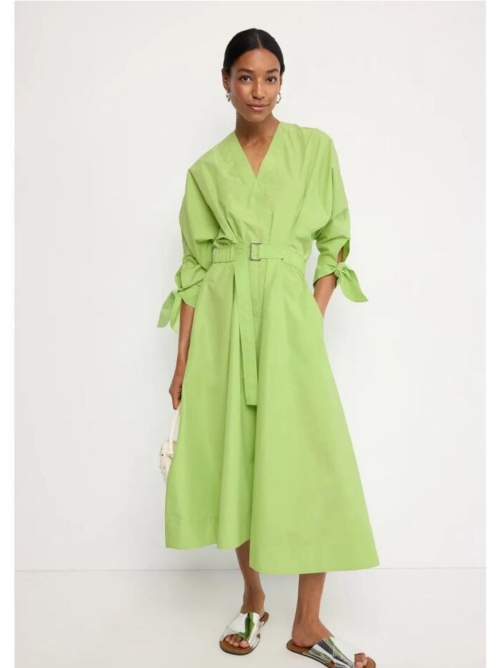 3.1 Phillip Lim Poplin V Neck Midi Dress, Size: 14